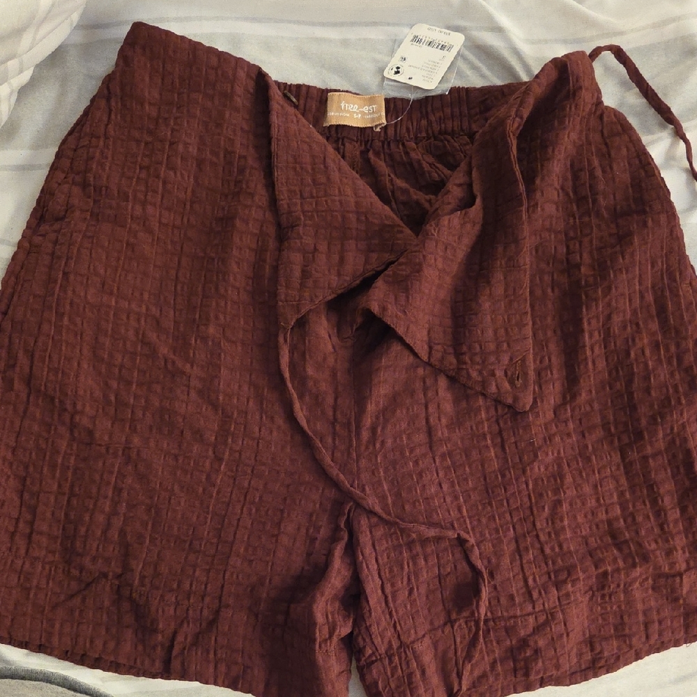 NWT FREE PEOPLE Brown Textured Shorts